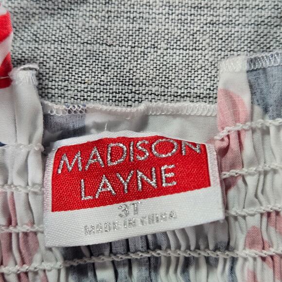 Madison Layne Sz 3T Toddler Girl Patriotic Heart Dress Smocked Spring Summer EUC - Picture 4 of 6